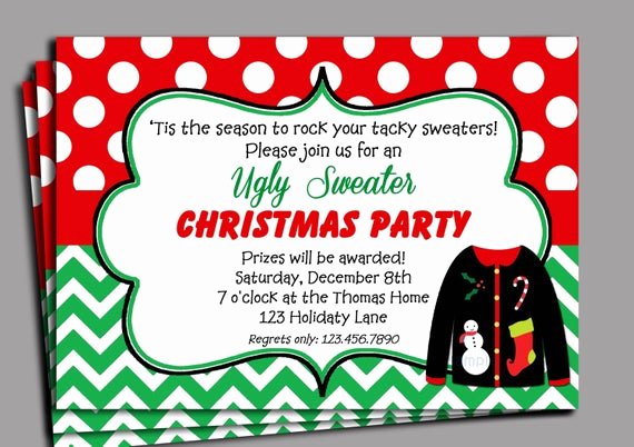 Tacky Christmas Sweater Party Invitation Wording Best Of Items Similar to Christmas Ugly Sweater Party Invitation