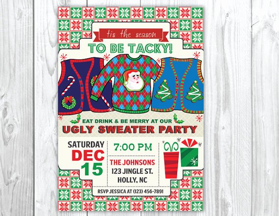 Tacky Christmas Sweater Party Invitation Wording Best Of Throw Your Merriest yet Tacky Christmas Sweater Party