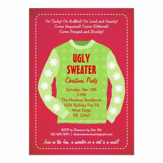 Tacky Christmas Sweater Party Invitation Wording Elegant Ugly Sweater Holiday Party Invitation