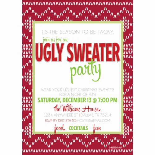 Tacky Christmas Sweater Party Invitation Wording Inspirational Ugly Sweater Party Invitation