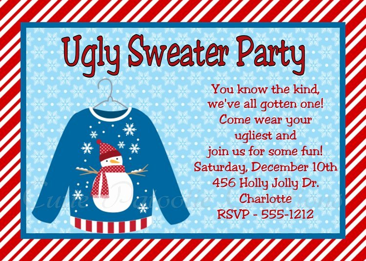 Tacky Christmas Sweater Party Invitation Wording Luxury Ugly Christmas Sweater Party Invitation Templates