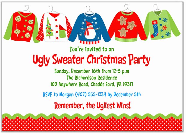 Tacky Christmas Sweater Party Invitation Wording Unique Christmas Party Invitations Ugly Sweater