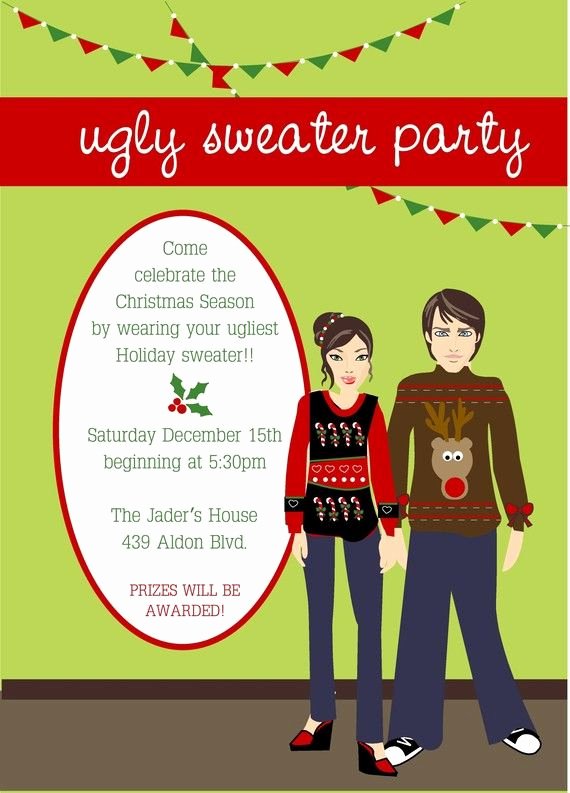 Tacky Christmas Sweater Party Invitation Wording Unique Ugly Sweater Christmas Party Invitation