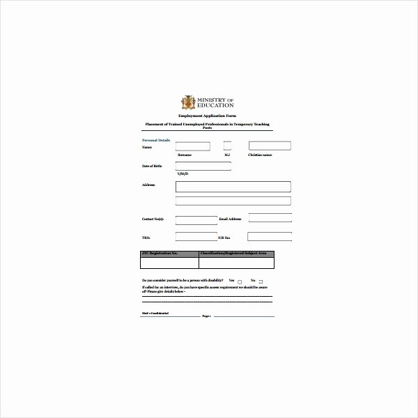 Teacher Application forms Inspirational 5 Teacher Application form Templates Pdf