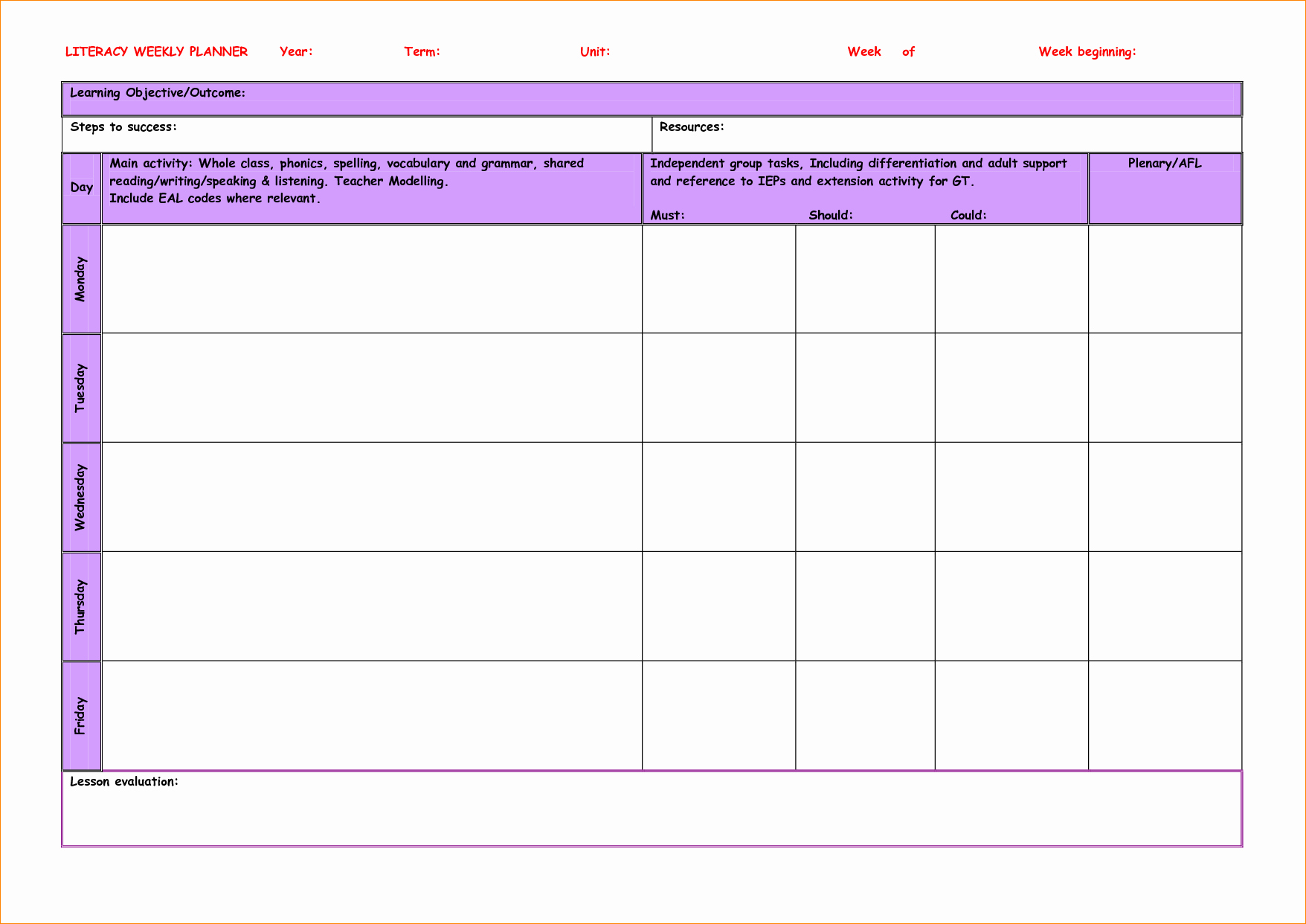 Teacher Daily Schedule Template Free Lovely Teacher Planner Template