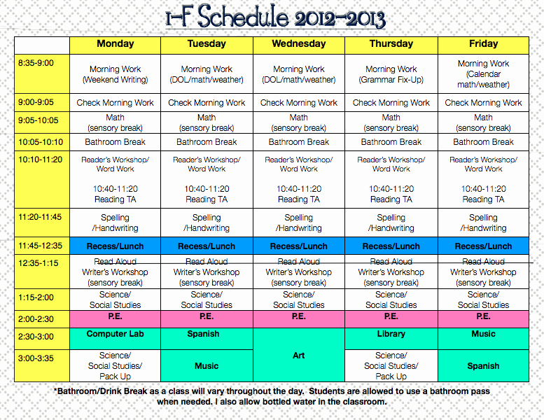 Teacher Daily Schedule Template Free Luxury Classroom Schedule Template for Teachers