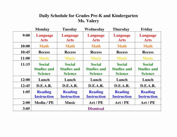 Teacher Daily Schedule Template Free Unique Pre K Daily Schedule Google Search