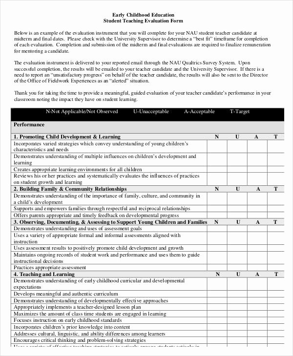 Teaching Feedback forms Elegant 27 Teacher Evaluation form Example