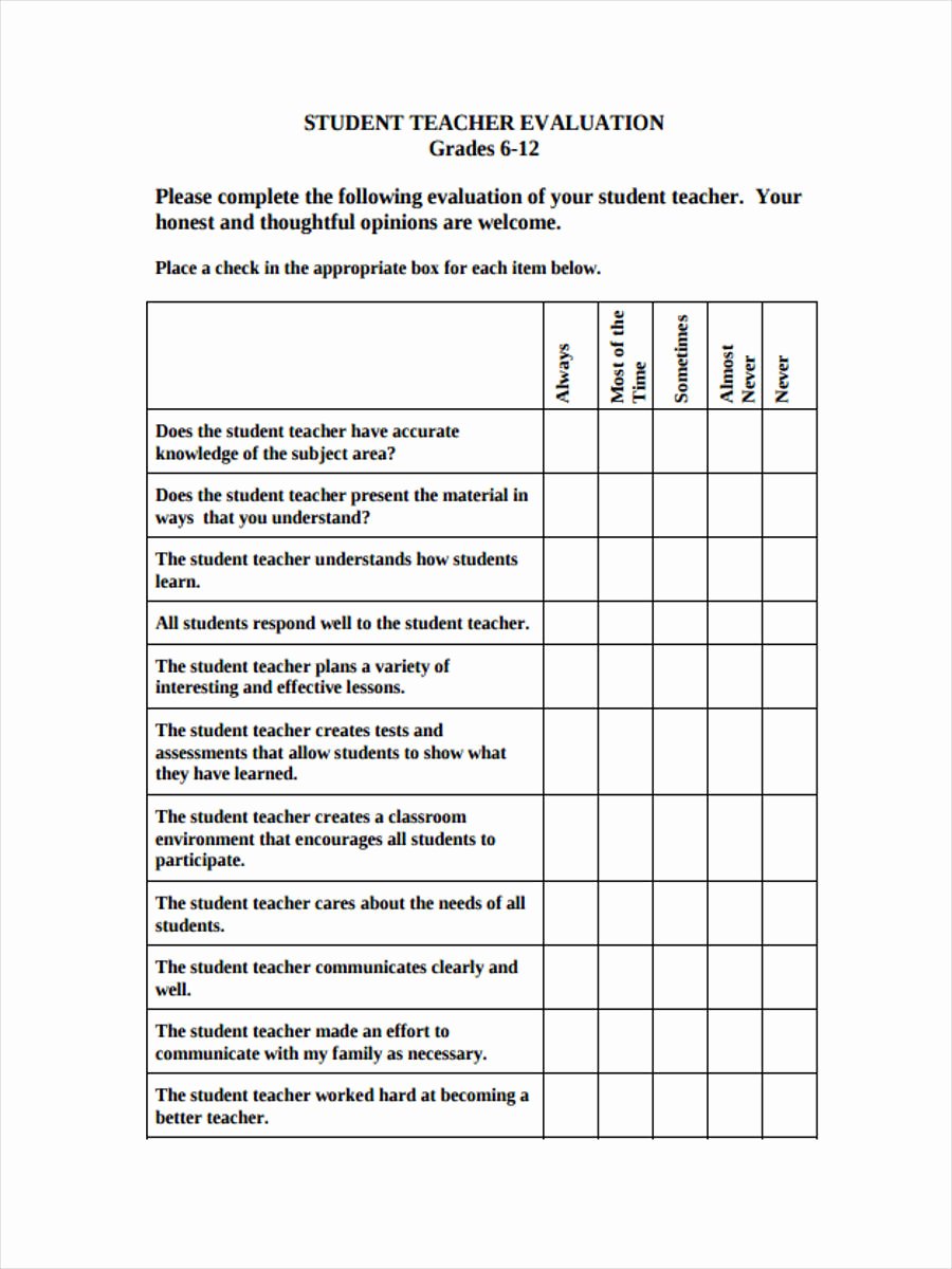 Teaching Feedback forms Elegant 6 Teacher assessment forms Free Samples Examples