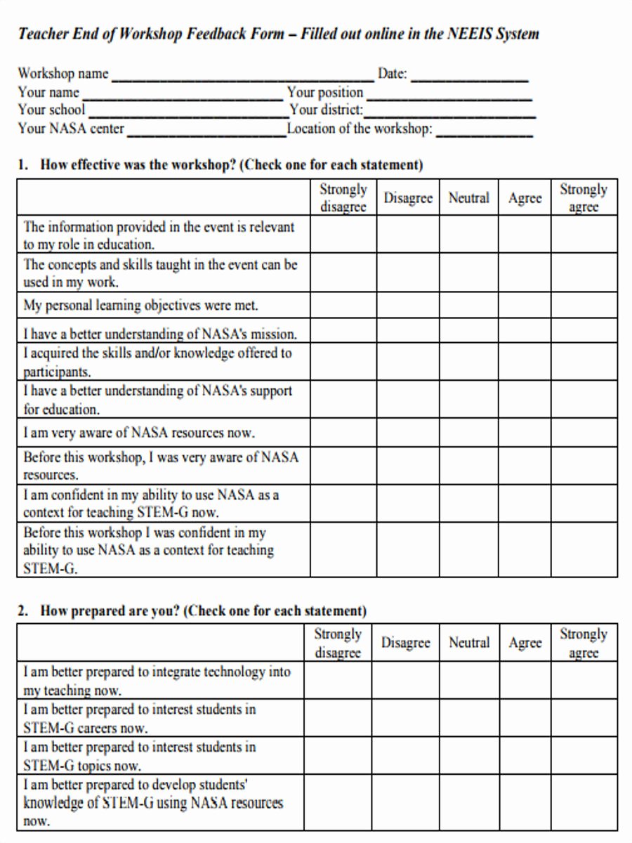 Teaching Feedback forms Lovely 16 Teacher Feedback forms In Pdf