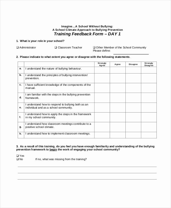 Teaching Feedback forms New Sample Training Feedback forms 16 Free Documents In Pdf