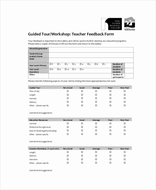 Teaching Feedback forms New Sample Workshop Feedback form 7 Examples In Word Pdf