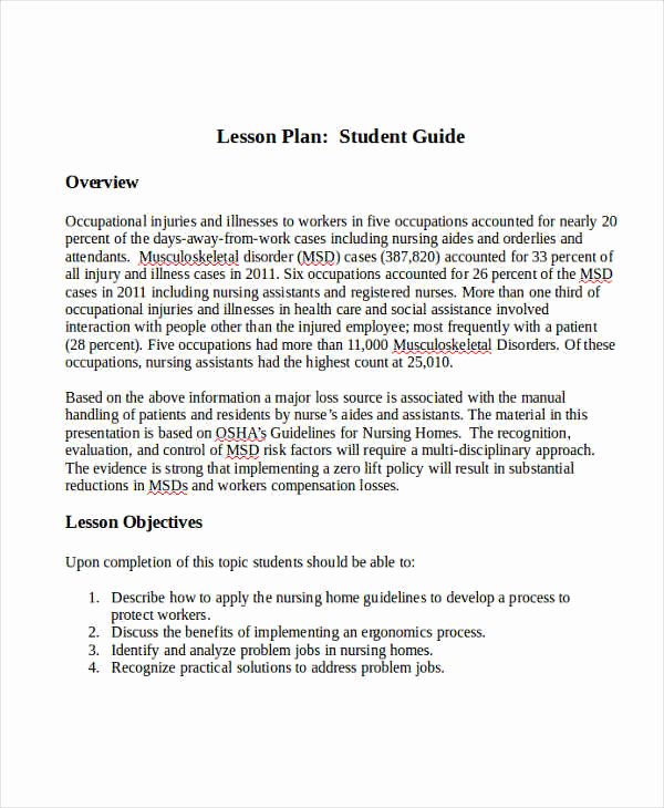 Teaching Plan for Nursing New 40 Lesson Plan Samples