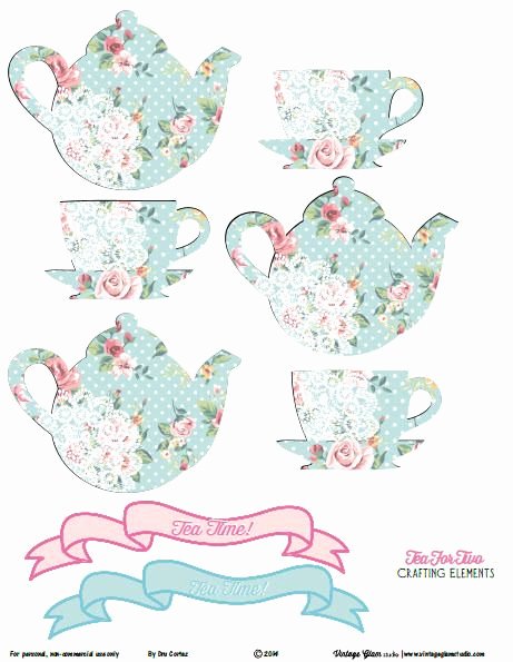 Teapot Templates Free Printable Luxury Shabby Chic Tea for Two Crafting Elements Free Printable