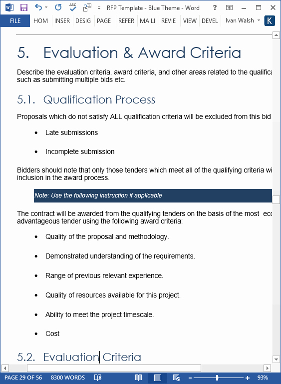 Technical Evaluation Criteria Template Beautiful Request for Proposal Rfp Templates In Ms Word and Excel