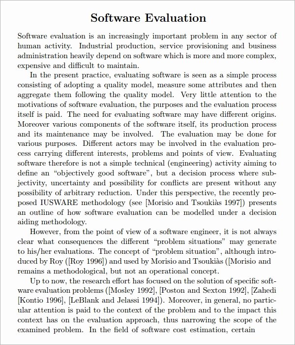 Technical Evaluation Criteria Template Luxury Sample software Evaluation 8 Documents In Pdf Word