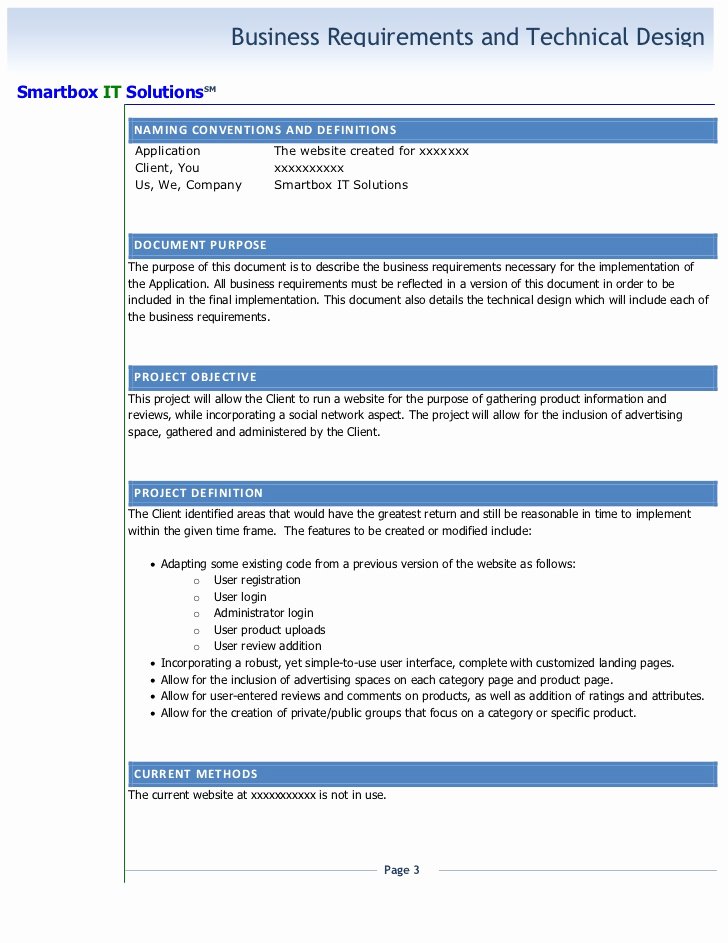 Technical Requirements Template Fresh Technical Requirements Document Template File Available