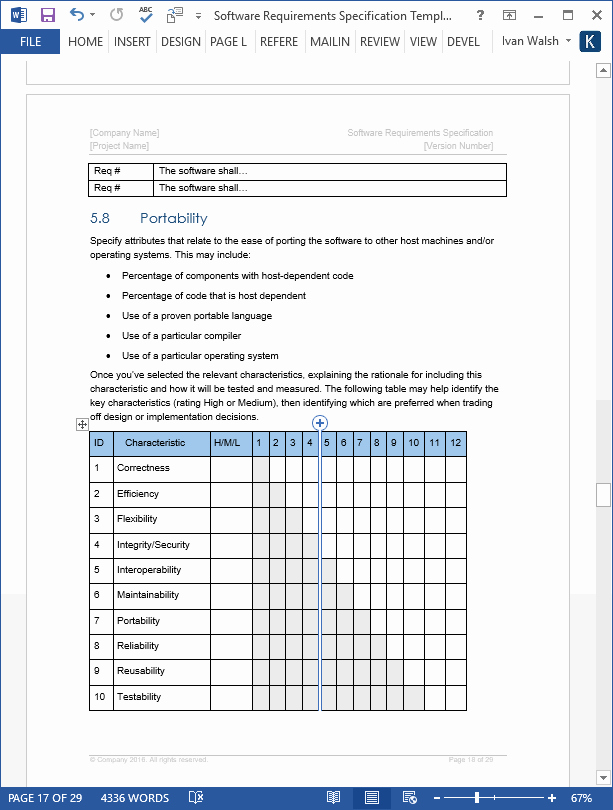 Technical Requirements Template Lovely software Requirements Specification Template Technical