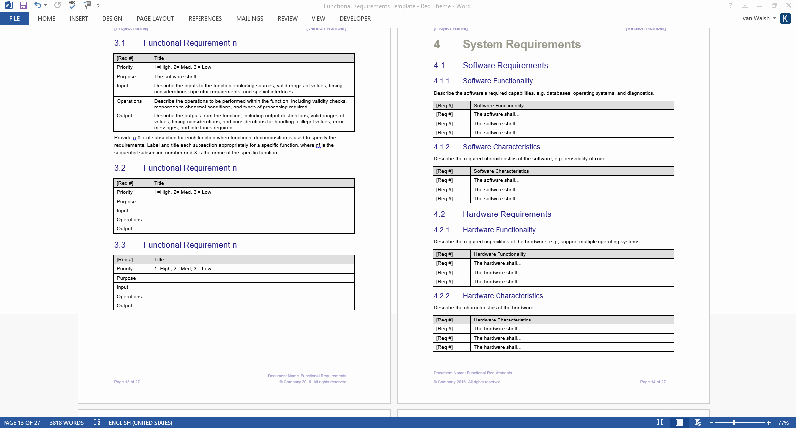 Technical Requirements Template Luxury Functional Requirements Template Technical Writing Tips