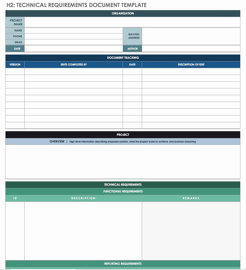 Technical Requirements Template Unique Free Technical Specification Templates