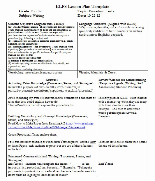 Teks Lesson Plan Template Fresh Teks Lesson Plan Template Idealstalist