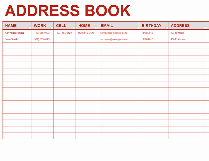Telephone Directory Template Excel Elegant Personal Address Book