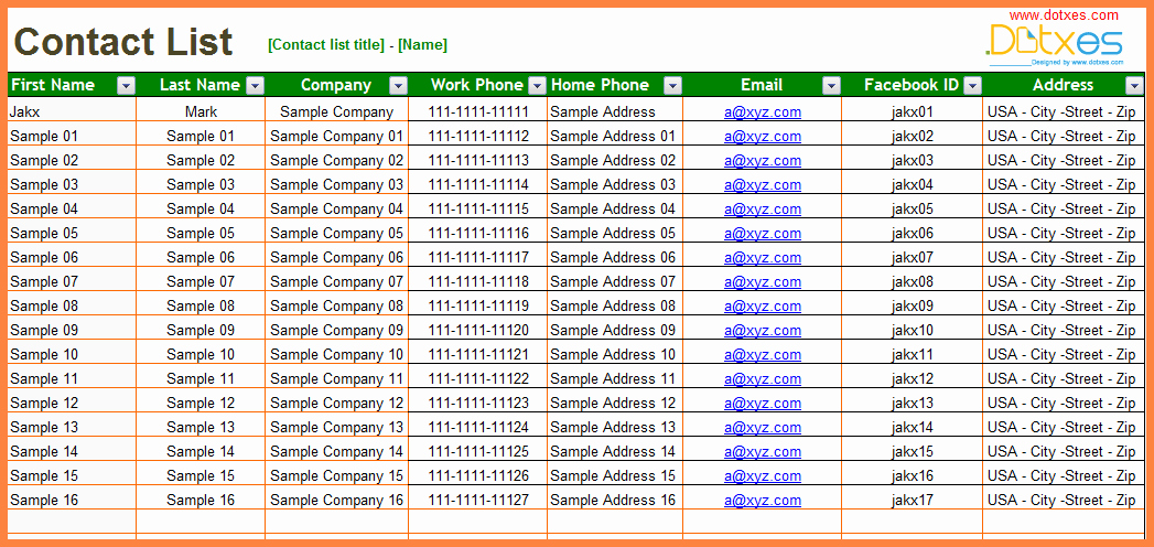 Telephone Directory Template Excel Inspirational 4 Excel Spreadsheet Contact List Template