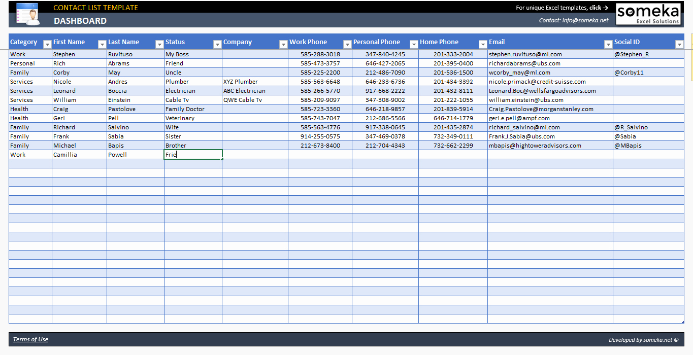 Telephone Directory Template Excel Luxury Contact List Template In Excel