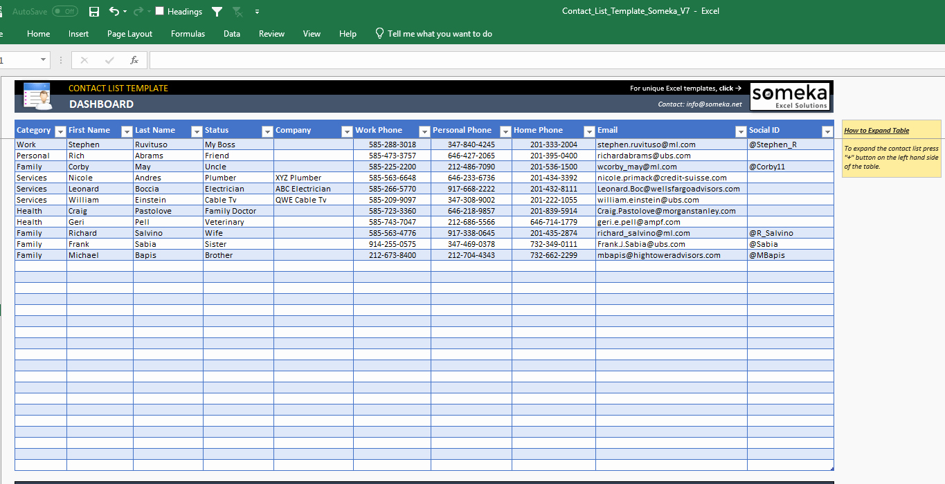 Telephone Directory Template Excel Unique Contact List Template In Excel