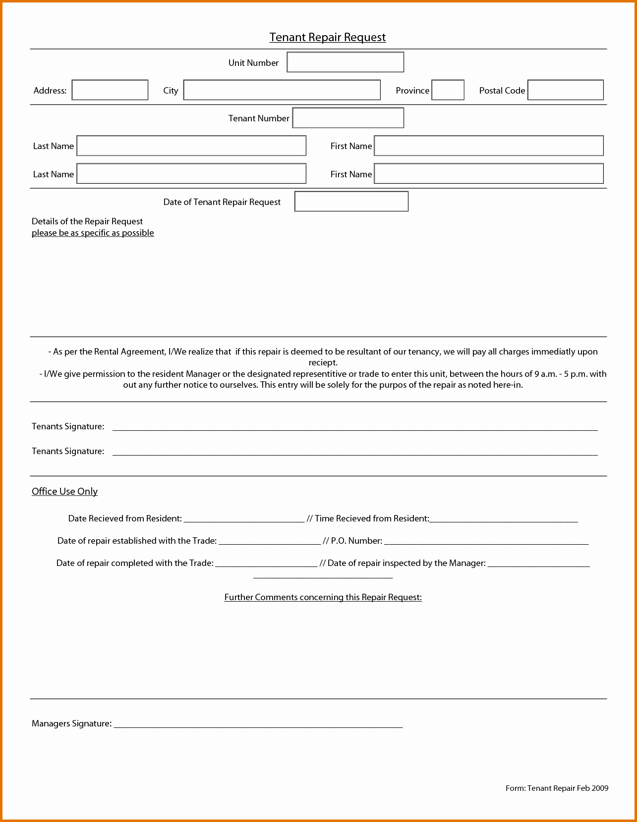 Tenant Maintenance Request form Template Awesome Maintenance Request form Template