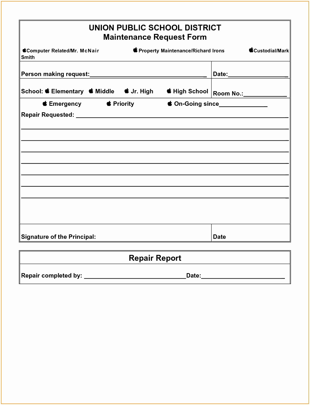 Tenant Maintenance Request form Template Beautiful 8 Apartment Maintenance Request form Template Eerzr