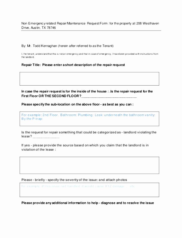 Tenant Maintenance Request form Template Lovely 8 Apartment Maintenance Request form Template Eerzr