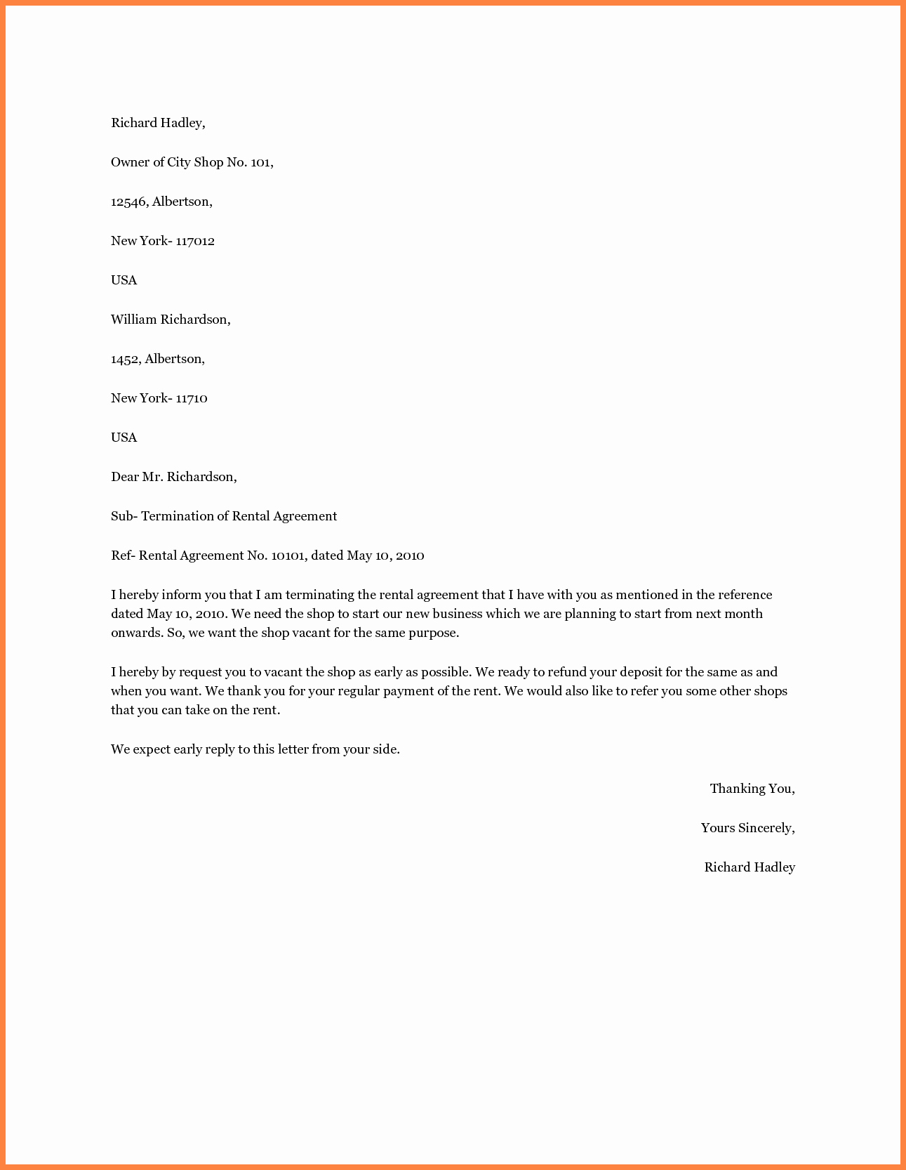 Termination Of Lease Agreement Template Awesome 8 Termination Of Rental Agreement Letter by Tenant