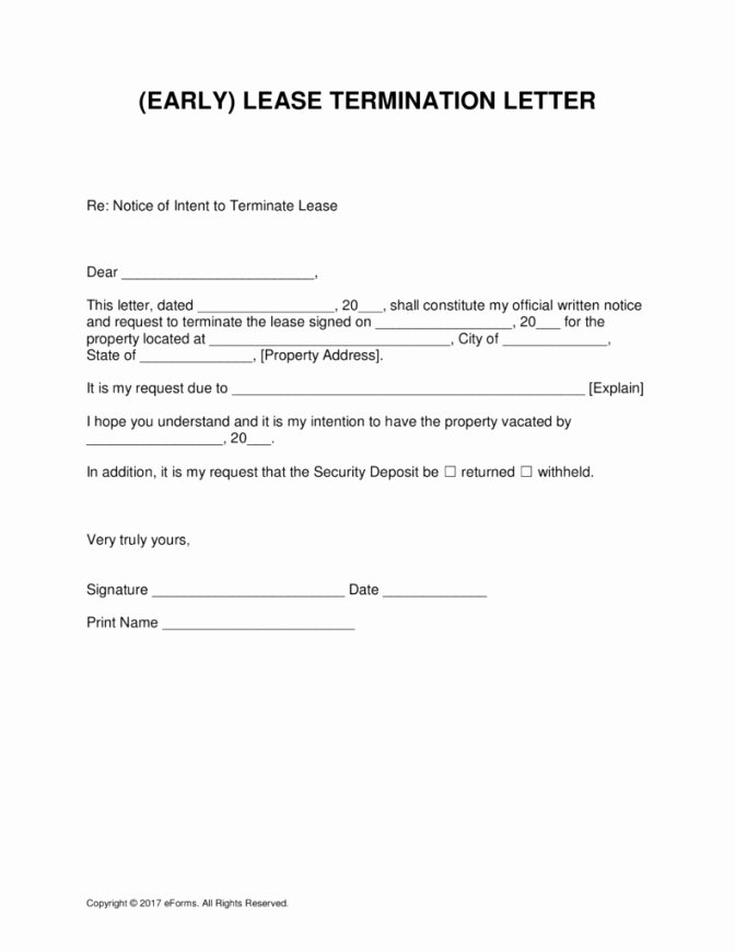 Termination Of Lease Agreement Template Awesome Early Termination Lease Agreement