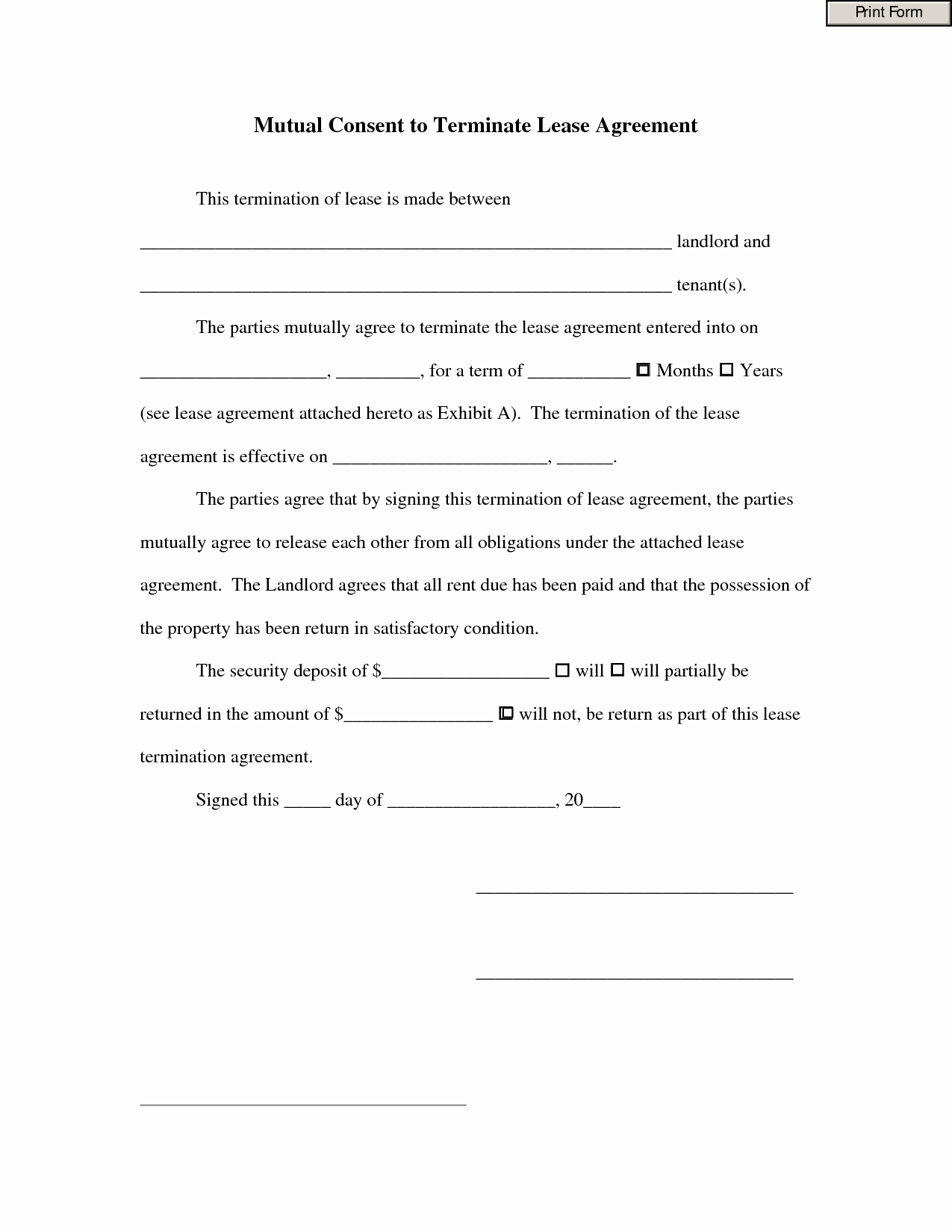 Termination Of Lease Agreement Template Awesome Mutual Consent to Terminate Lease Agreement by Fdh56iuoui