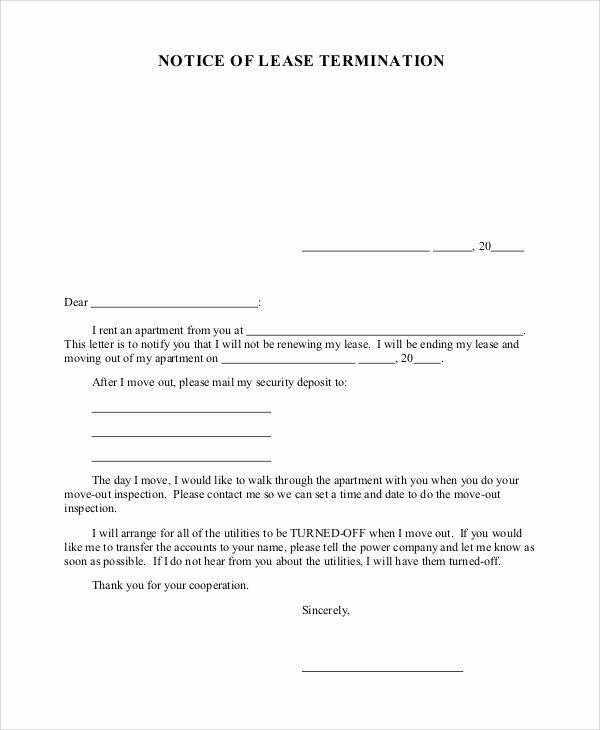 Termination Of Lease Agreement Template Best Of Sample Lease Termination Letter 7 Examples In Word Pdf