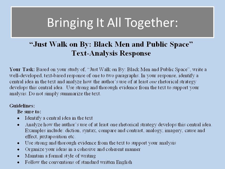 Text Analysis Response Examples Beautiful Plete “just Walk On by” Text Analysis Response Ppt