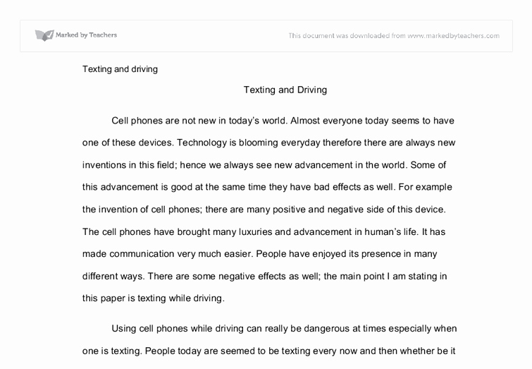 texting and driving research paper