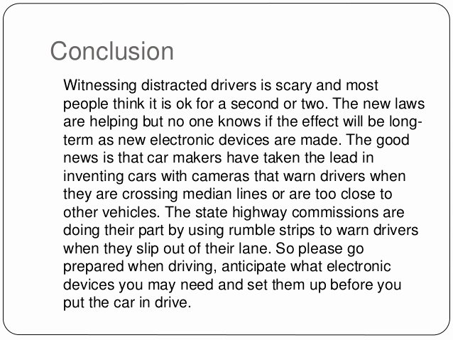 Texting and Driving Research Paper Fresh Distracted Driving Essay Conclusion Examples