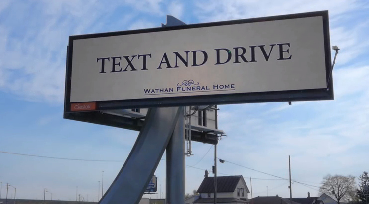 Texting and Driving Satire Unique Fake &quot;funeral Home&quot; Spruiks Business with &quot;text and Drive