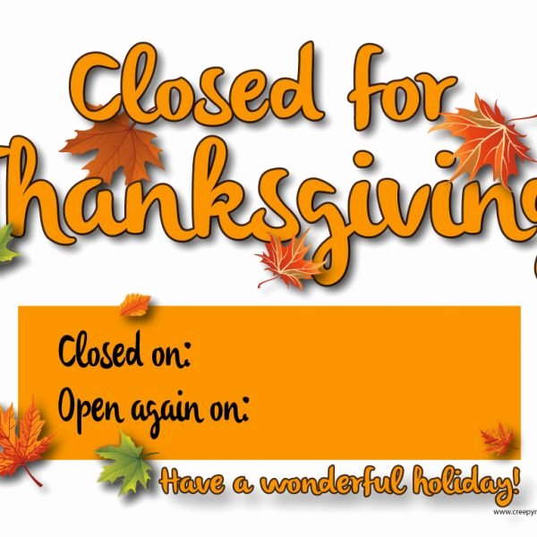 Thanksgiving Closed Sign Template Elegant Creepy Monkey Closed for Thanksgiving 01a