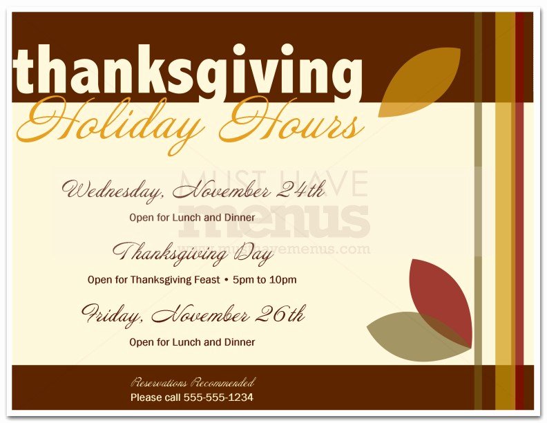 Thanksgiving Closed Sign Template Luxury Thanksgiving Holiday Hours Flyer