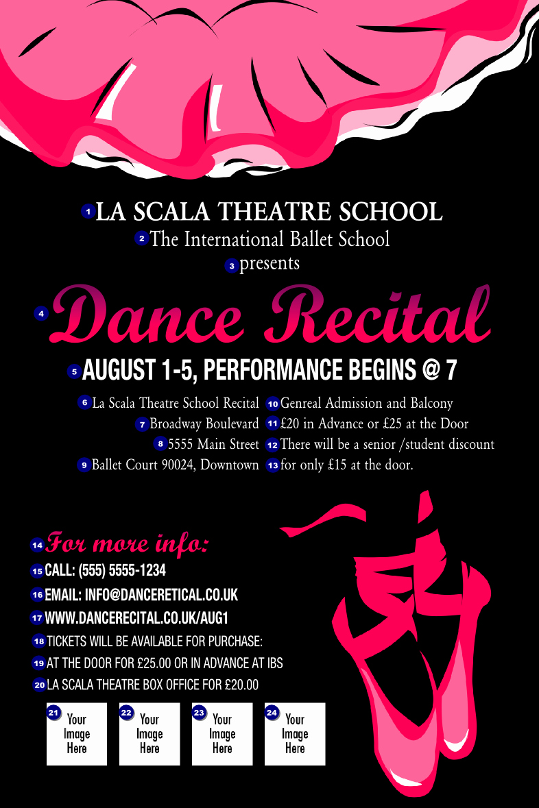 Theatre Program Template New Dance Recital Poster Ticket Printing