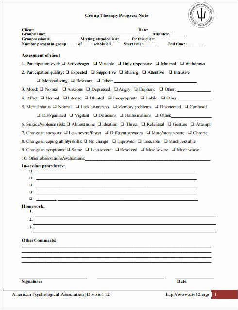 Therapy Progress Note Template Free Awesome Psychotherapy Progress Note Template Pdf