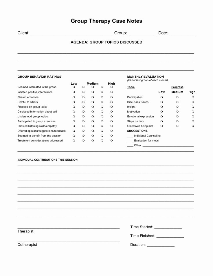 Therapy Progress Note Template Free Luxury Free Case Note Templates Group therapy Case Notes