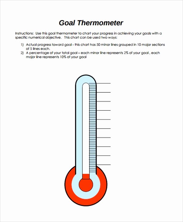 Thermometer Goal Chart Template Lovely Sample thermometer Template 9 Free Documents Download