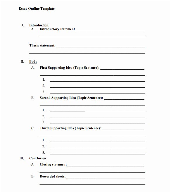 Thesis Outline Template New Essay Outline Template