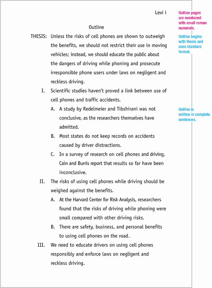 Thesis Outline Template New Mla format Sample Paper with Cover Page and Outline Mla