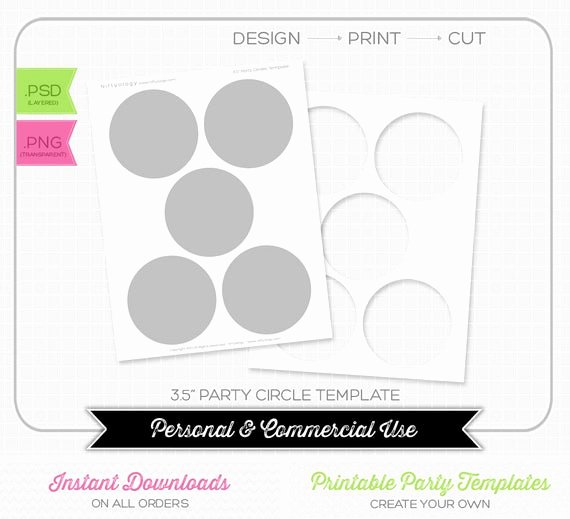 Three Inch Circle Template Luxury 3 5 Inch Party Circle Template Instant Download by Niftyology