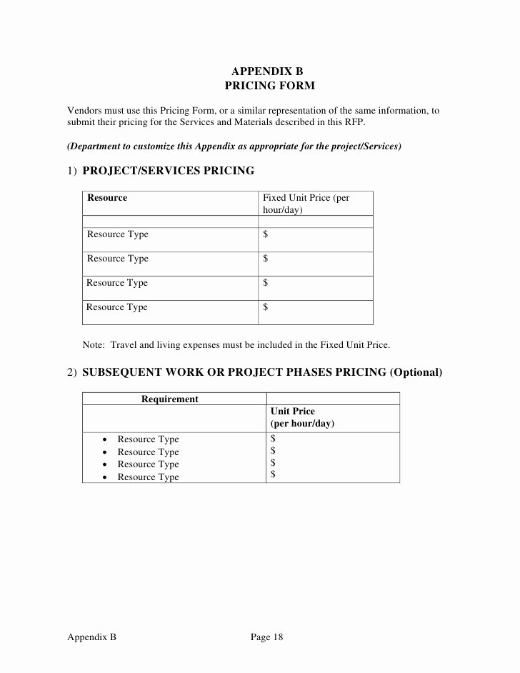 Time and Material Template Inspirational General Services Time and Materials Rfp Template